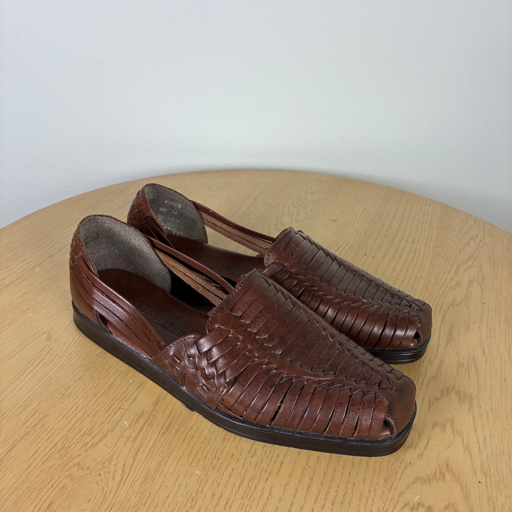 Naturalizer Leather Woven Huarache Sandals Square Toe Flats Women's 7 Fisherman